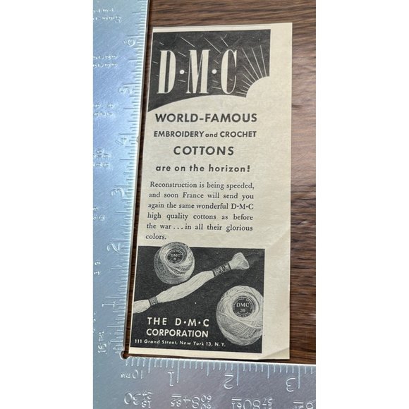 DMC Floss Embroidery and Crochet Cottons 1930s Vintage Print Ad Sewing - Picture 2 of 4